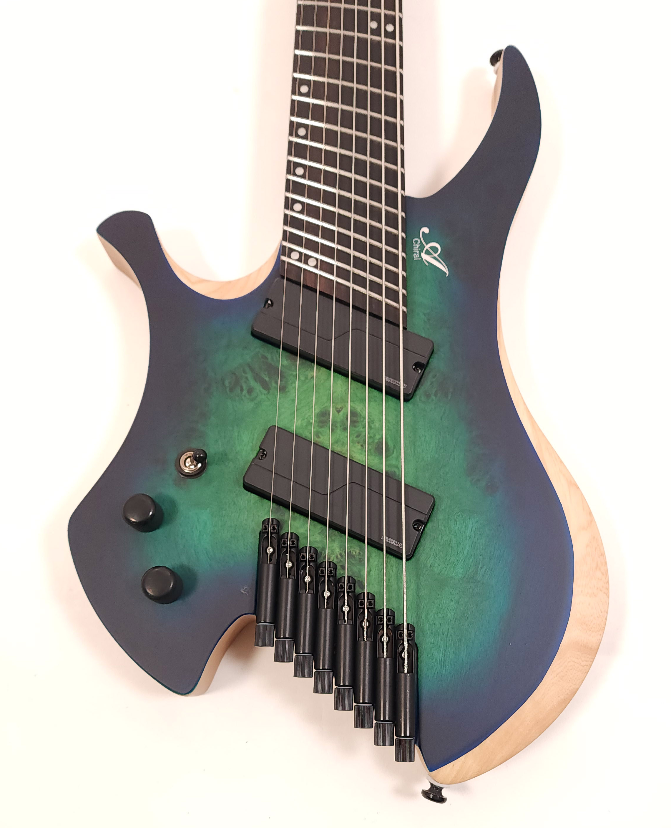 Agile Chiral Nirvana 82528 EB MOD SS Satin Green Blue Burst DOT Left Handed  Headless Guitar