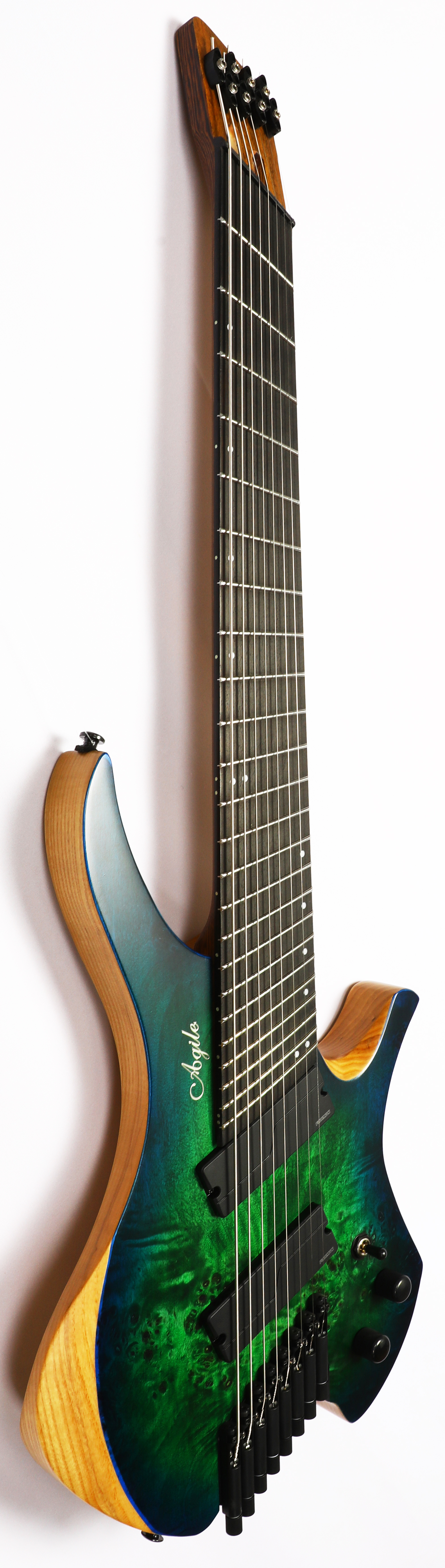 Agile Chiral Nirvana 82528 EB MOD SS Satin Green Blue Burst DOT Headless  Guitar