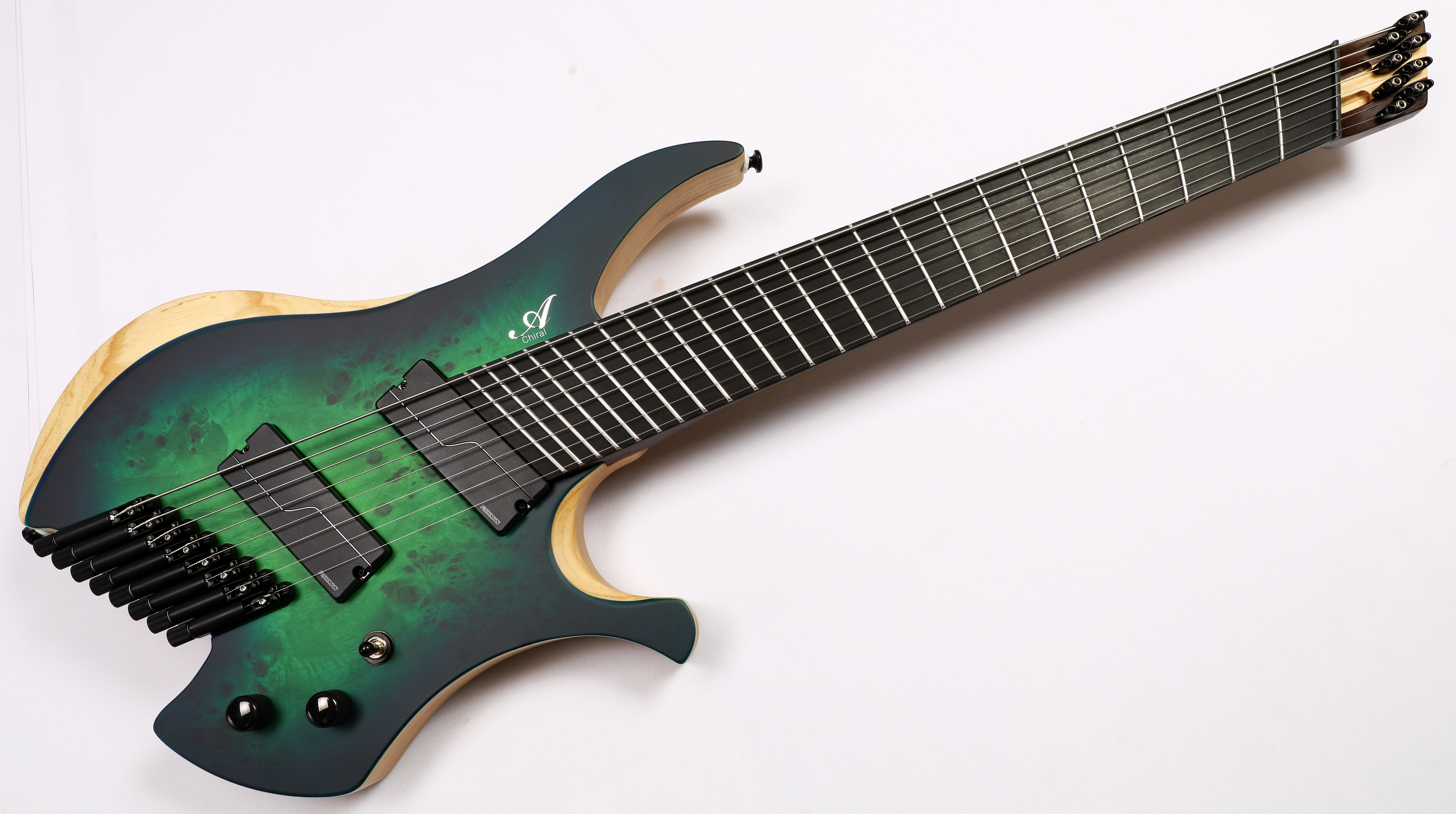 Agile Chiral Nirvana 82528 EB MOD SS Satin Green Blue Burst Headless Guitar