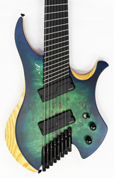 Agile Chiral Nirvana 82528 RL MOD SS Satin Green Blue Burst Headless Guitar