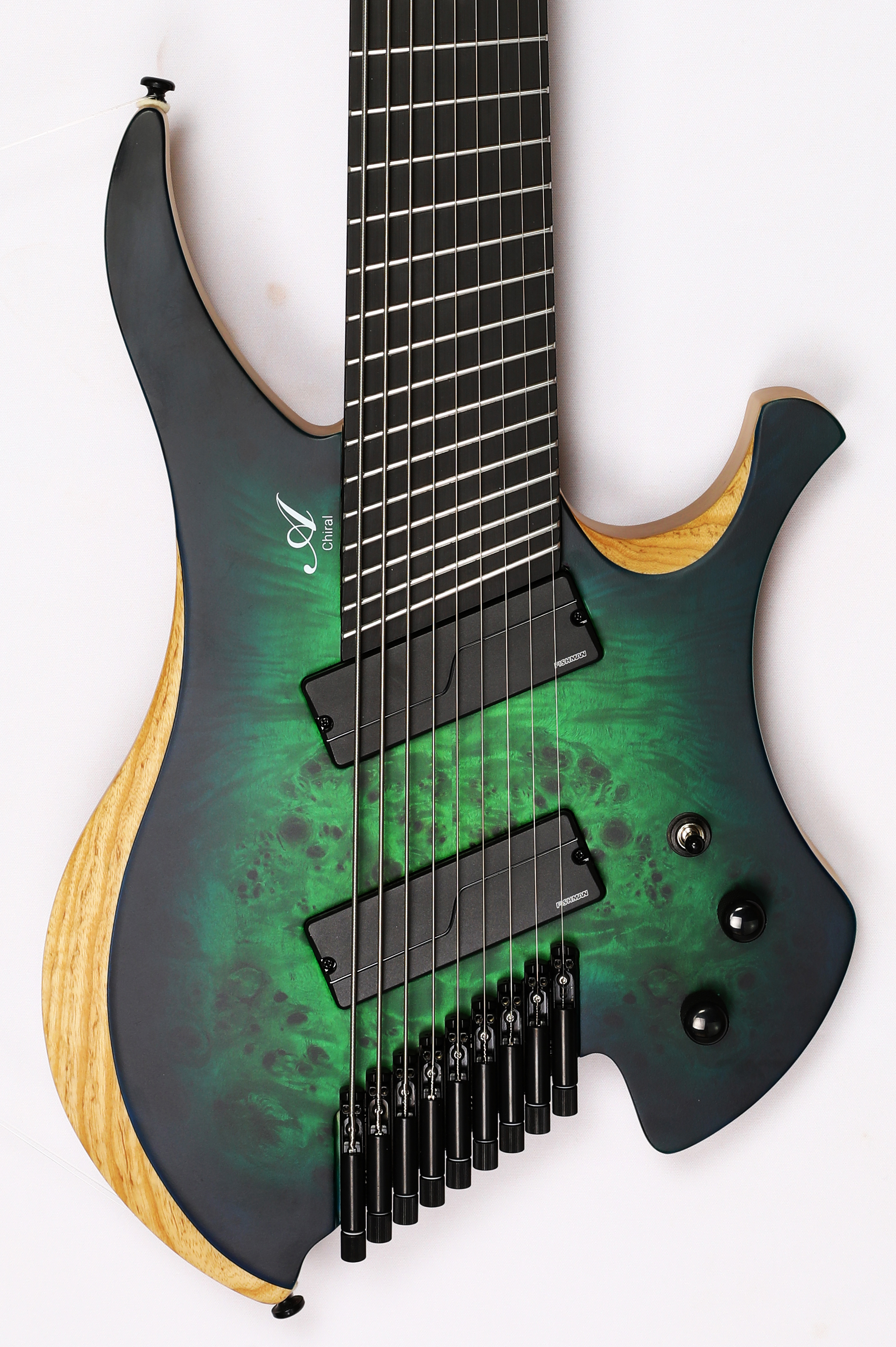 Agile Chiral Nirvana 9 String Guitar 92528 RL MOD SS Satin Green Blue Burst  Headless Guitar