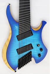 Agile Chiral Nirvana 9 String Guitar 92528 EB MOD SS Oceanburst Flame Headless Guitar 