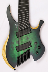 Agile Chiral Nirvana 92730 RL MOD SS Green Blue Burst 9 String Headless Guitar B Stock