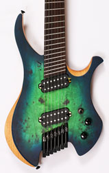 Agile Chiral Parallax 72527 RN Satin Green / Blue Headless Guitar Advanced Order (11-25)