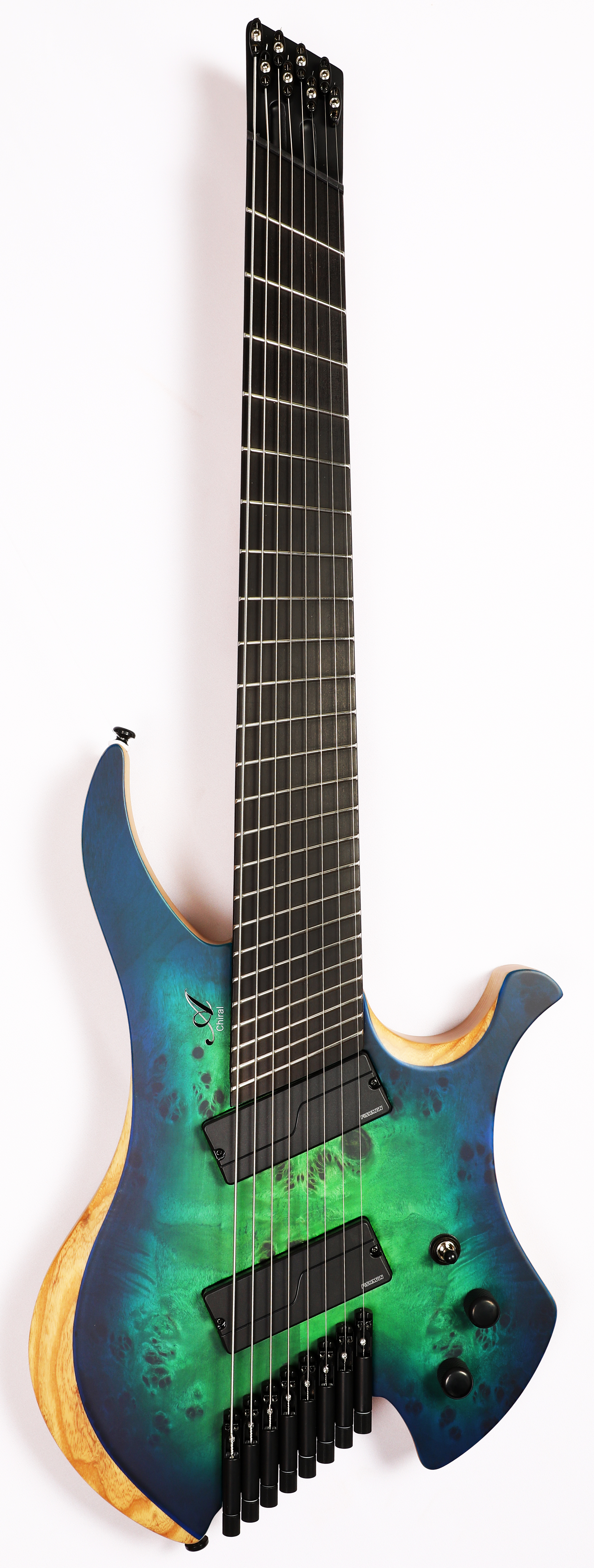 Agile Chiral Nirvana 82528 EB MOD SS Satin Green Blue Burst Headless Guitar  B Stock w/Case