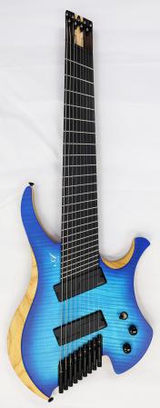 Agile Chiral Nirvana 9 String Guitar 92528 EB MOD SS Oceanburst Flame Headless Guitar 