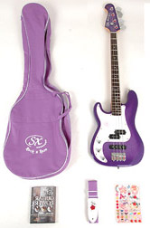 Gypsy Rose Bass Guitar Package GRB1K / CPP Purple Left Handed + BA1565 ...