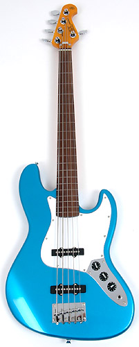 SX SJB-62 4+1 5-String Blue Fretless Bass at RondoMusic.com